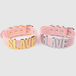 Pink Slave Collar With Gold Or Silver Letters Bdsm Kawaii Buckle Necklace