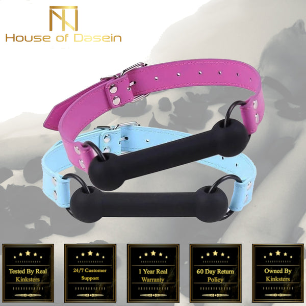 Pink Blue Silicone Dog Bone Gag Puppy Pony Pet Play   Restraints Gags