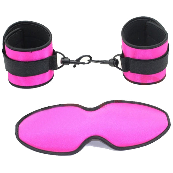 Pink Or Purple Satin  Restraints Blindfold Cuffs  Beginners Set  Starter Kits