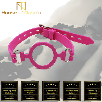 Pink Silicone Open Mouth Gag Oral Sex Ring   Restraints Gags