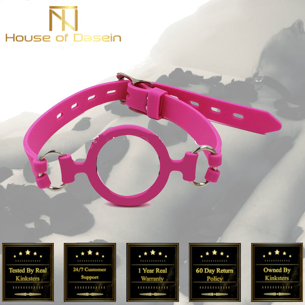 Pink Silicone Open Mouth Gag Oral Sex Ring   Restraints Gags