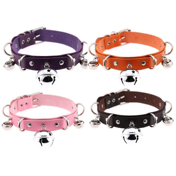Pleather Cat Bell Collar Kitten Play Leather   Collars & Leashes