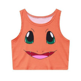 Pocket Monster Crop Tops Women Crop Tees