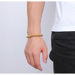 Veile Studios Polished Finish Stainless Steel Beads Stretch Bracelet Bangle Gold Bracelets