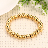 Veile Studios Polished Finish Stainless Steel Beads Stretch Bracelet Bangle Gold Bracelets