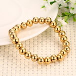 Veile Studios Polished Finish Stainless Steel Beads Stretch Bracelet Bangle Gold Bracelets
