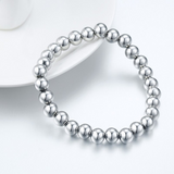 Veile Studios Polished Finish Stainless Steel Beads Stretch Bracelet Bangle Silver Bracelets