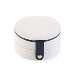 Veile Studios Portable Small Jewelry Case Travel Accessory Storage Box Organizer With Mirror For Women White Blue Jewellery Boxes