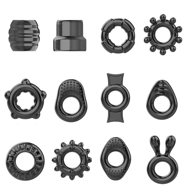 12 / Pcs Stretchy Black  Sleeves Men Ejaculation Delay  Rings