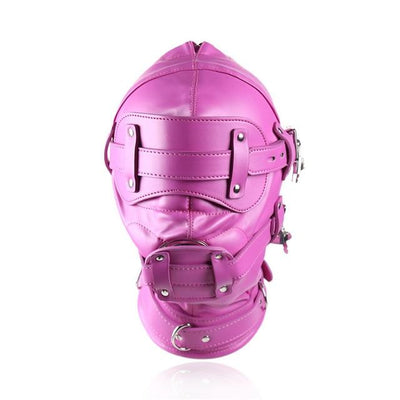 Pink Blue Fetish Full Hood With Mouth Dildo Gag   Sex Mask Hoods