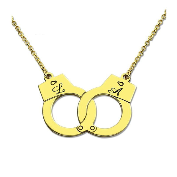 Custom Initials Necklace Pendant Handcuffs Symbolic Jewellery  Collars & Leashes
