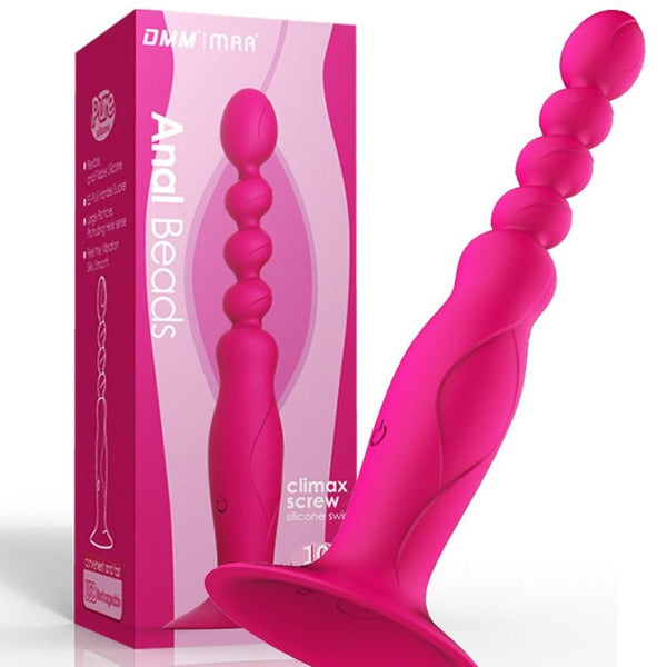 Pink  Suction Cup Vibrating Anal Beads Butt Plug Anal Balls & Beads