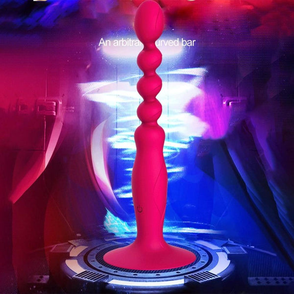 Pink  Suction Cup Vibrating Anal Beads Butt Plug Anal Balls & Beads