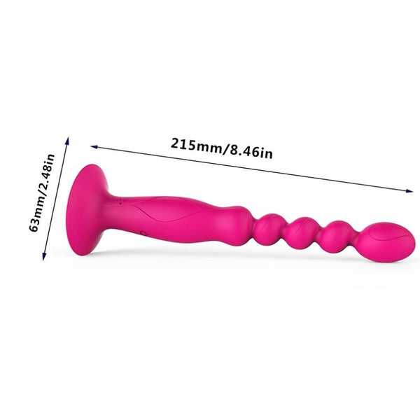 Pink  Suction Cup Vibrating Anal Beads Butt Plug Anal Balls & Beads