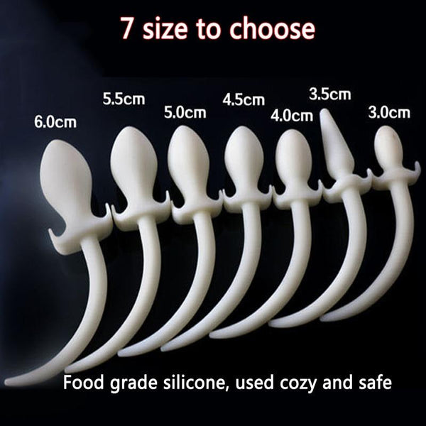 White Silicone Puppy Luminous Anal Dog Tail Butt Plug Butt Plug Tails