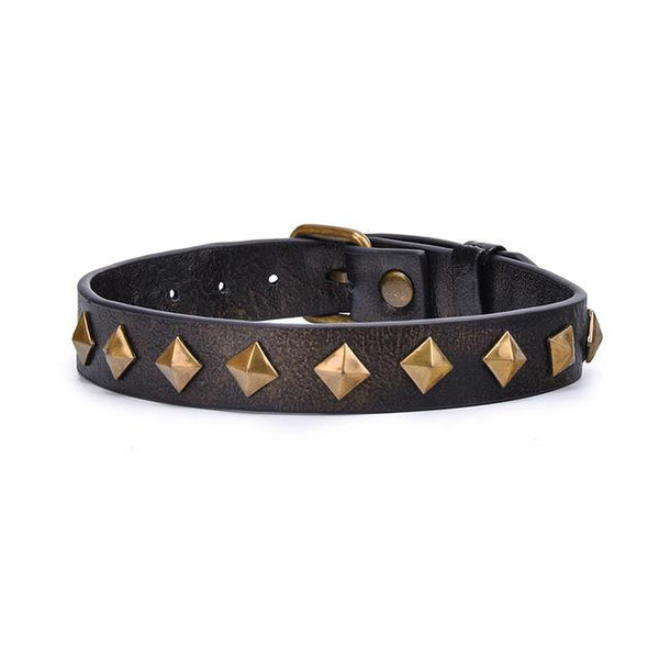 Leather Rivet Slave Collar Bronze   Necklace Collars & Leashes