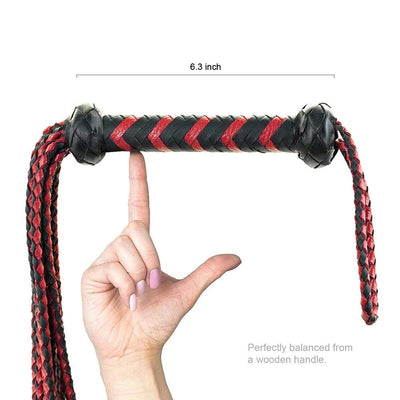 60Cm Black Red Brown Leather Flogger Braided Handle Tails Spanking Whip  Floggers