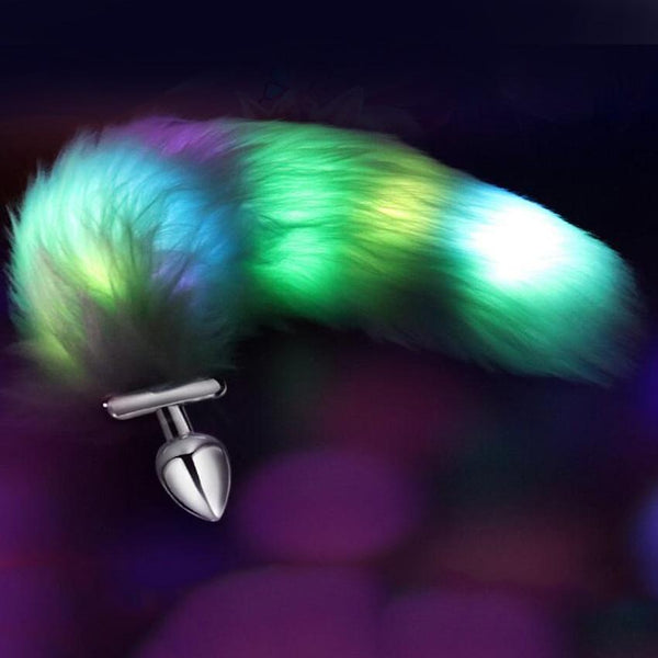 Glowing Fur Fox Anal Tail Butt Plug Cosplay  Pet Play Fetish Butt Plug Tails