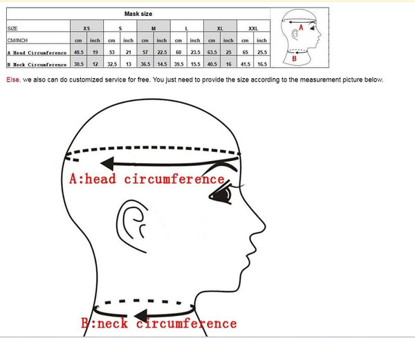 Latex Hood With Red Teeth Gag Nasal Tubes Back Zipper  Hoods