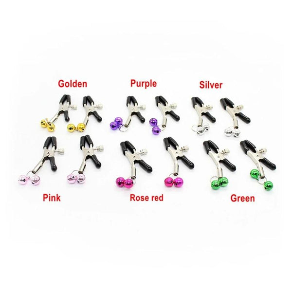 Metal Double Bell Nipple Clamps Clitoris Clips   Restraints Kink Nipple & Clitoral Toys