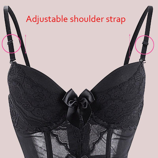 Sheer Bustier Garter Belt Purple Red White Blue Black  Lingerie Women Corsets & Bustiers