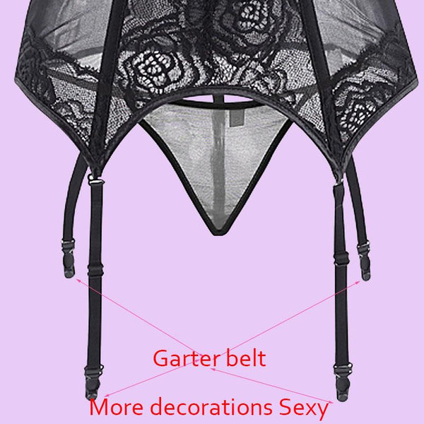 Sheer Bustier Garter Belt Purple Red White Blue Black  Lingerie Women Corsets & Bustiers