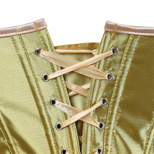 Satin Over Bust Corset Lace Up Back Pink Purple Blue Gold Red Erotic Lingerie Corsets