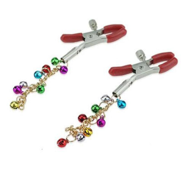 Cute Bell Nipple Clamps Red Tipped Breast Labia Clips   Nipple & Clitoral Toys