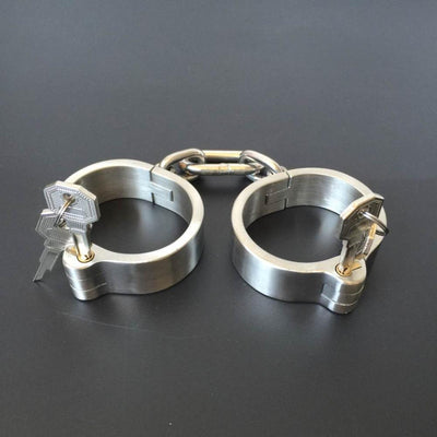 Metal Restraints Set Stainless Steel Locking Collar Cuffs Kit  Cuffs & Shackles
