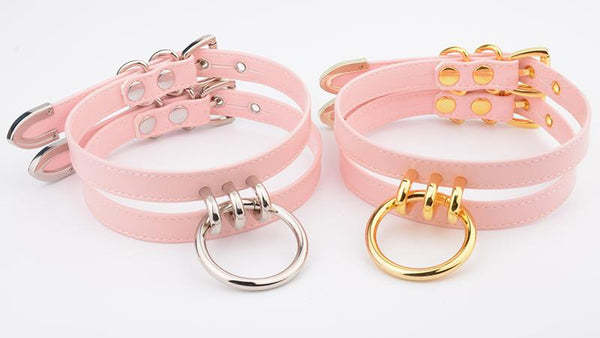 Double Caged Slave Collar Gothic Silver Gold Metal Choker Collars & Leashes