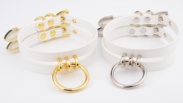 Double Caged Slave Collar Gothic Silver Gold Metal Choker Collars & Leashes