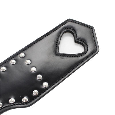 Leather Studded Spanking Paddle Heart Shaped Slave Whip  Fetish Paddles