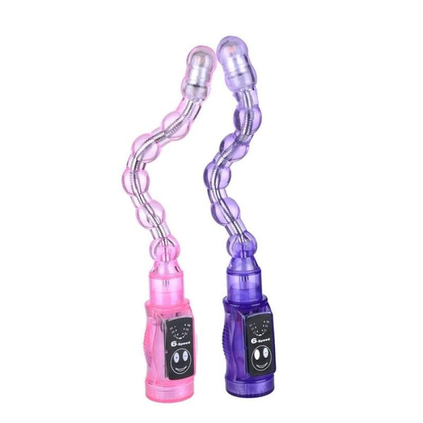 Pink Purple Jelly Flexible Vibrating Anal Beads Pliable Butt Plug  Anal Balls & Beads