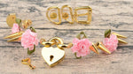 Silver Gold Spiked Locking Heart Collar With Key Rose Flowers Choker Necklace