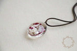 Dried Flower Necklace Gypsophila Floral Boho Glass Pendant Leather Chain