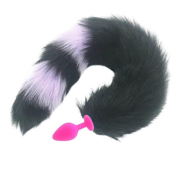 Black Fox Tail Anal Butt Plug Faux Fur Stainless Steel Cosplay  Pet Play Butt Plug Tails