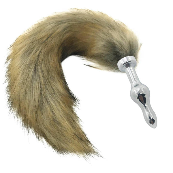 Brown Fox Tail Stainless Steel Anal Butt Plug Pet Play  Butt Plug Tails