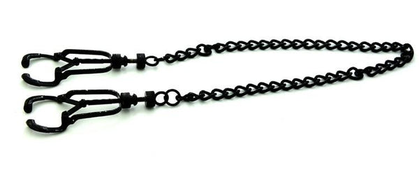 Black Metal Nipple Clamps Chain Breast   Kink Fetish Restraints Nipple & Clitoral Toys