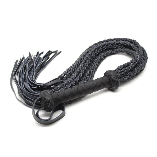 Genuine Leather Braided Flogger Black Sex Whip  Spanking Fetish Floggers