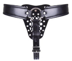 Locking Male Leather Chastity Device Cock Cage Scrotum Ball Harness Belt