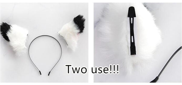 Black / White Puppy Ears Anime Cosplay Headband Lolita Roleplay Hair Accessories