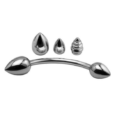 Double Stainless Steel Metal Anal Dual Butt Plug Stimulation Bdsm