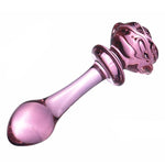 Pink Rose Smooth Anal Beads Butt Plug Glass Dildo