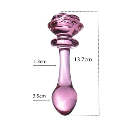 Pink Rose Smooth Anal Beads Butt Plug Glass Dildo Non Vibrating Butt Plugs