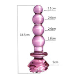 Pink Rose Smooth Anal Beads Butt Plug Glass Dildo
