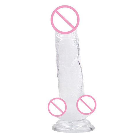 Realistic Clear Dildo Jelly Cock Balls Dong Suction Cup 4 Size Classic
