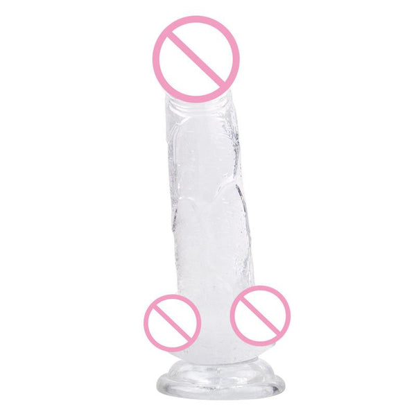 Realistic Clear Dildo Jelly  Balls Dong Suction Cup 4 Size Classic Realistic Dildos