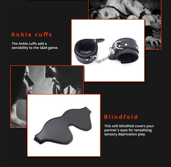 Beginner Under Bed Restraints Kit Wrist Ankle Cuffs Blindfold  Starter Kits