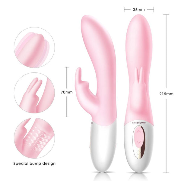 Pink Silicone Heating Rabbit  Rechargeable G Spot Clitoris Vibrations Sex Toy Rabbit s