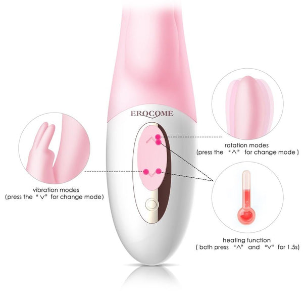 Pink Silicone Heating Rabbit  Rechargeable G Spot Clitoris Vibrations Sex Toy Rabbit s